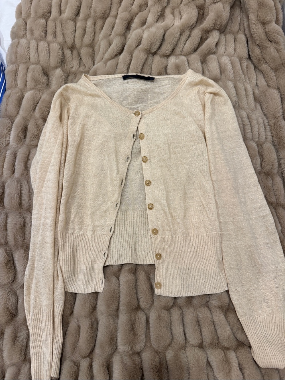 Jenni Kayne Light Cream Button-Front Knit Cardigan